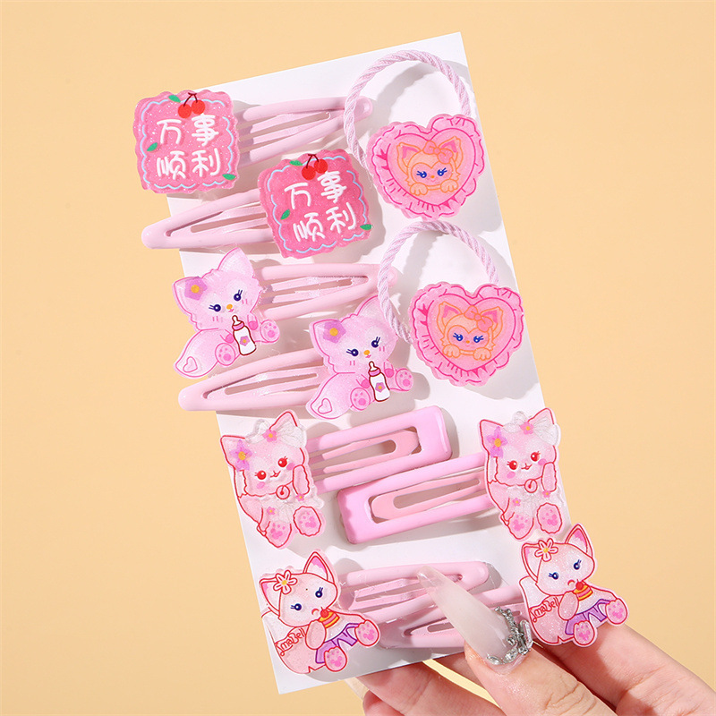 1#Pink everything goes well hairpin rubber band ten-piece bag set