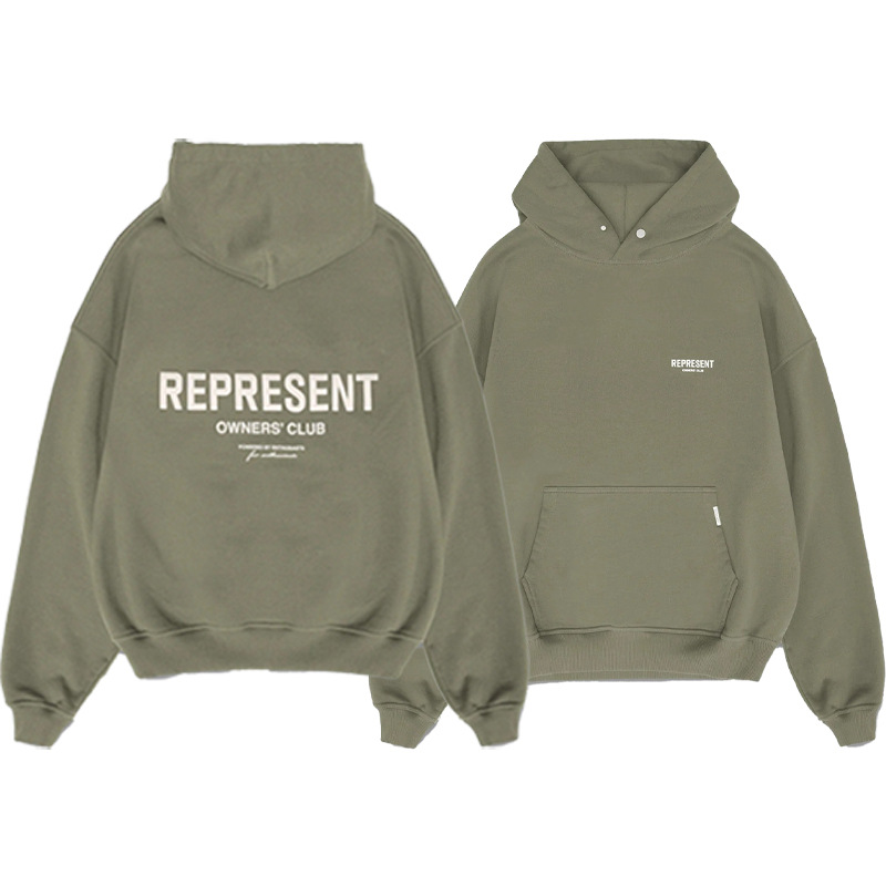 Transfronterizo REPRESENTAR PROPIETARIOS CLUB Terry carta impresión High Street Hombres sueltos suéter con capucha de moda