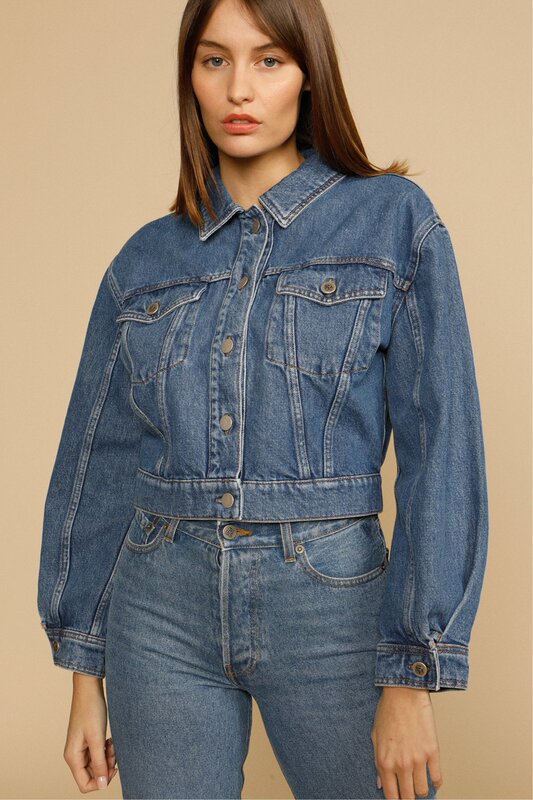 In-Stock Motorcycle Denim Jacket Washed Vintage Loose Versatile Jacket Women's Top