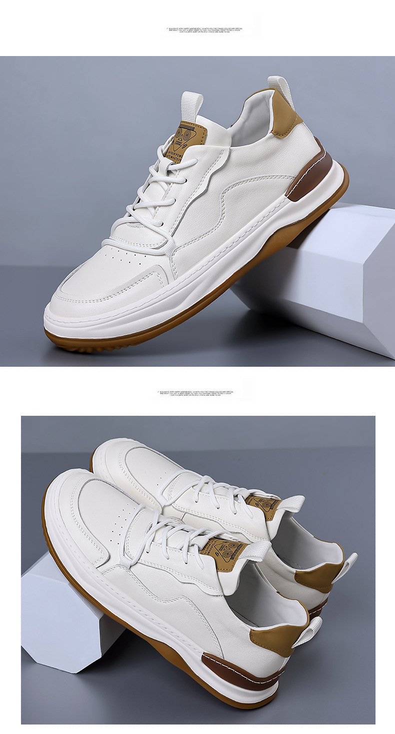 Miesten uudet syksyn pohjalliset trendikkäät kengät, hengittävät, muodikkaat, monipuoliset, ruskeat pehmeät nahkaiset vapaa-ajan kengät_voghion.com