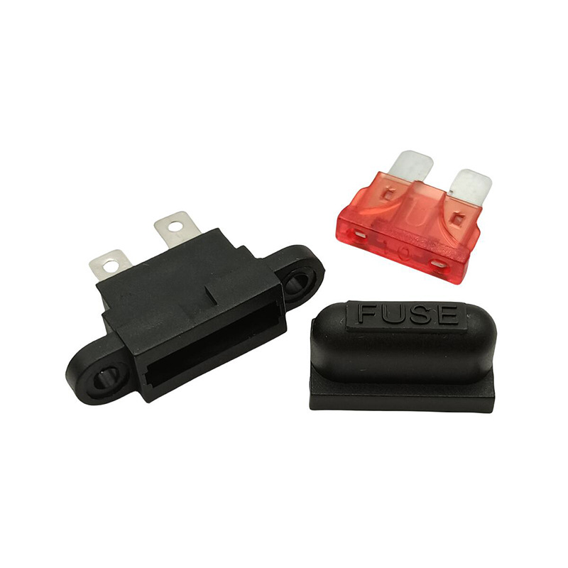 中号保险丝座焊接座 螺丝保险座 PCB板焊接座子 带盖子5-30A