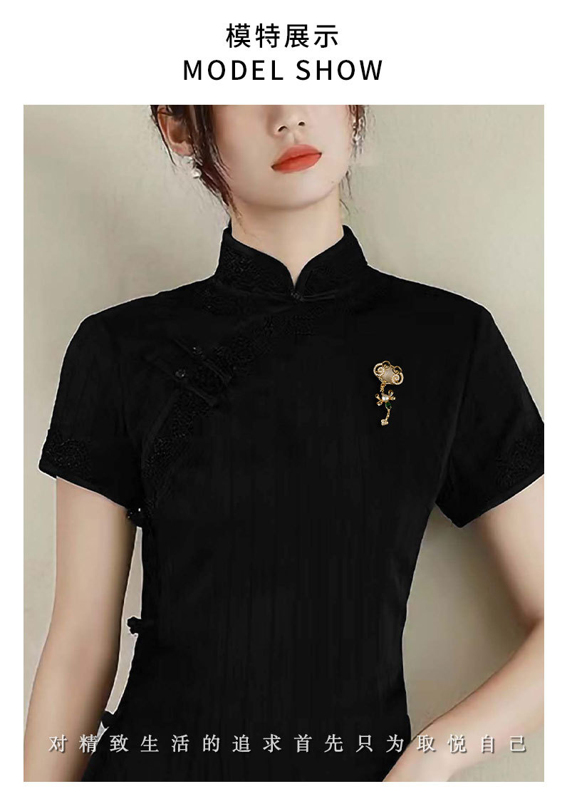 国风幸运锁胸针时尚轻奢风吉祥如意胸花小众个性猫眼石