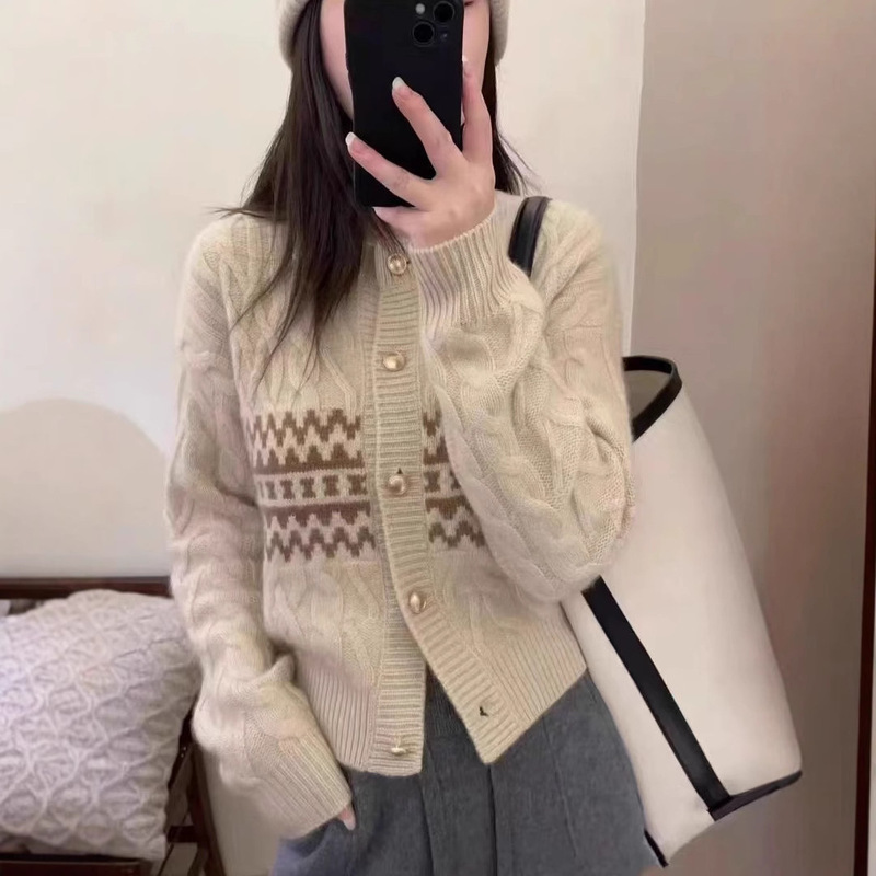 Lazy Round Neck 100 Wool Sweater Women's Autumn and Winter New Sweater Slimming Look Long-Sleeved Warm Cashmere Inner Top