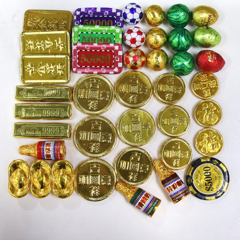 年货金币巧克力 元宝吉祥猴巧克力金条金纸花生烘培蛋糕装饰散装