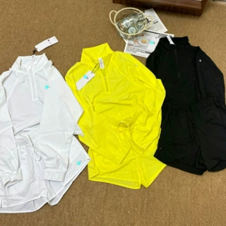 现货al休闲运动长袖短裤套装轻薄夏速干瑜伽防晒时髦黑白黄