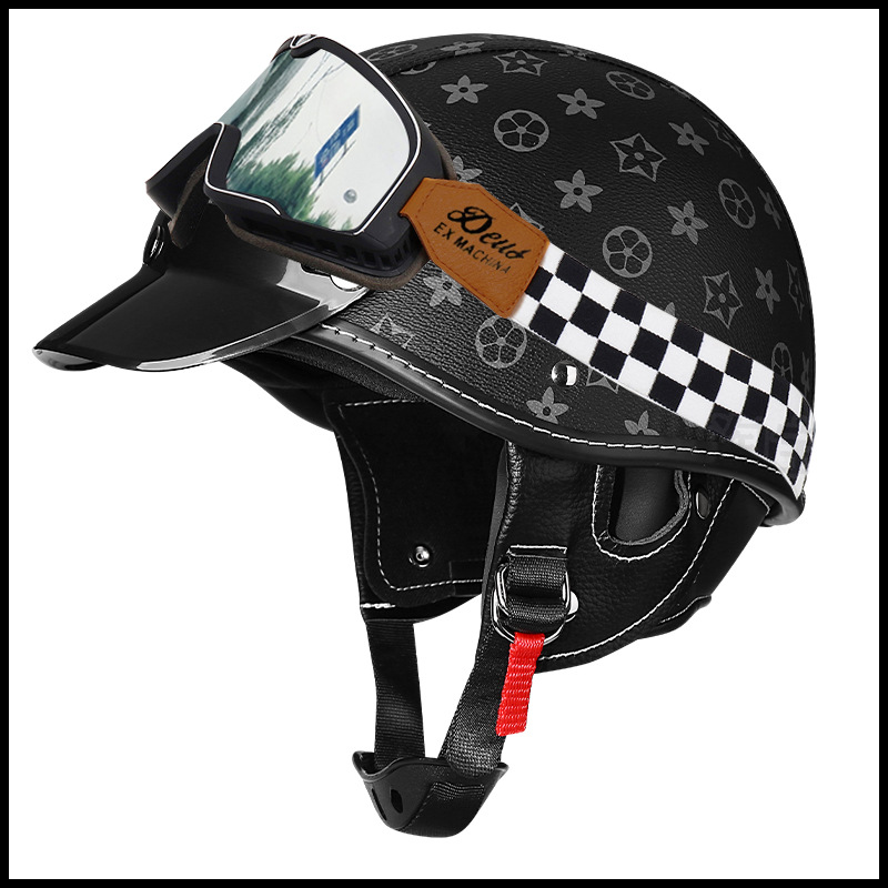 Comercio exterior se especializa en casco de motocicleta verano retro motocicleta medio casco Harley crucero primicia casco hombres y mujeres coche eléctrico seguridad