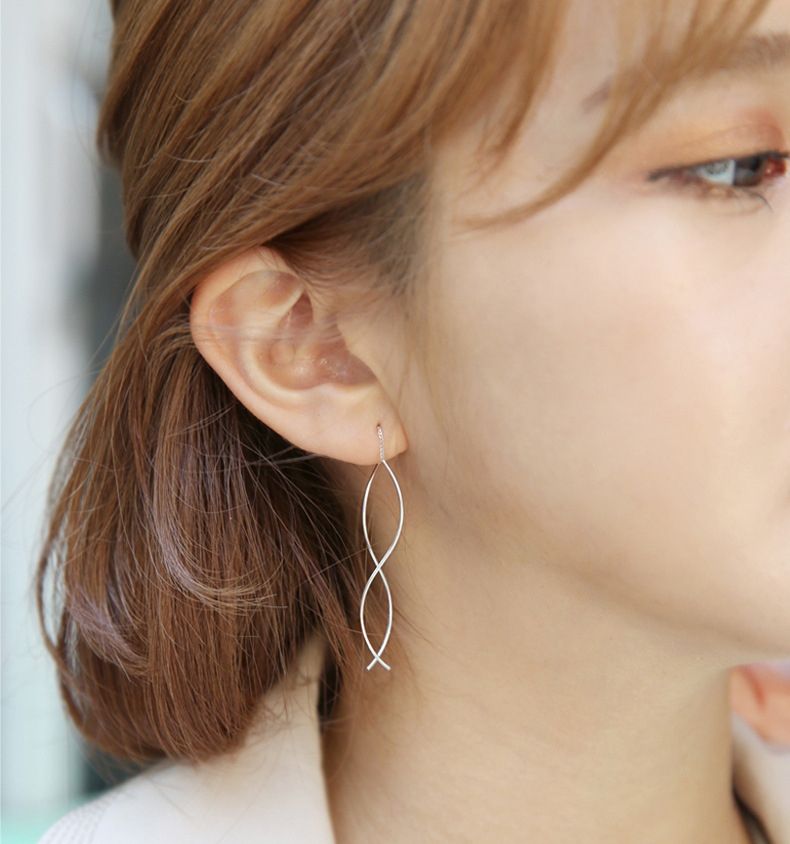 Pendientes de plata esterlina s925 larga borla pendientes personalizados Corea del Sur estilo coreano pendientes de joyería de plata image 3