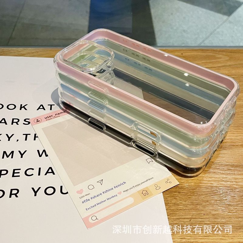 适用苹果16Promax纯色边框二合一手机壳iPhone15高透亚克力防摔套|undefined