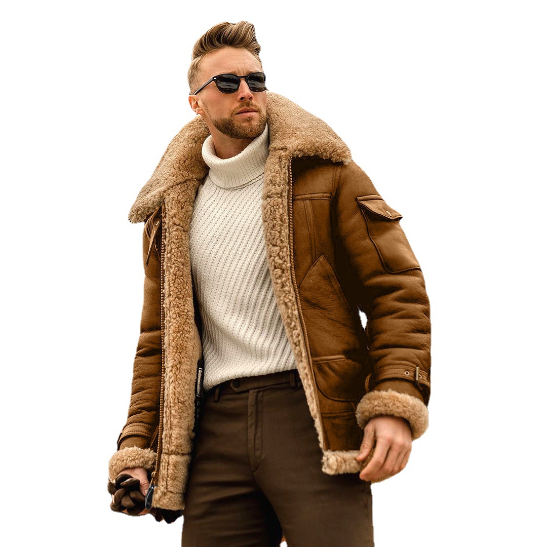 Spot wholesale 2021 independent station explosions men's jacket Amazon eBay fur one winter coat thickened hair