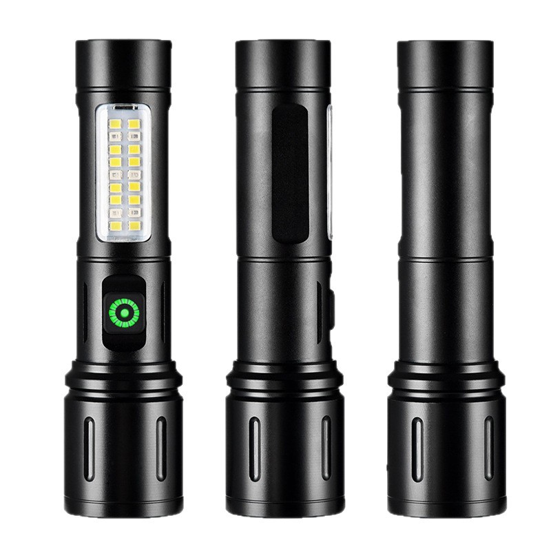 Nueva linterna láser blanca ultra brillante COB lámpara de trabajo telescópica zoom portátil de aleación de aluminio iluminación linterna mayorista