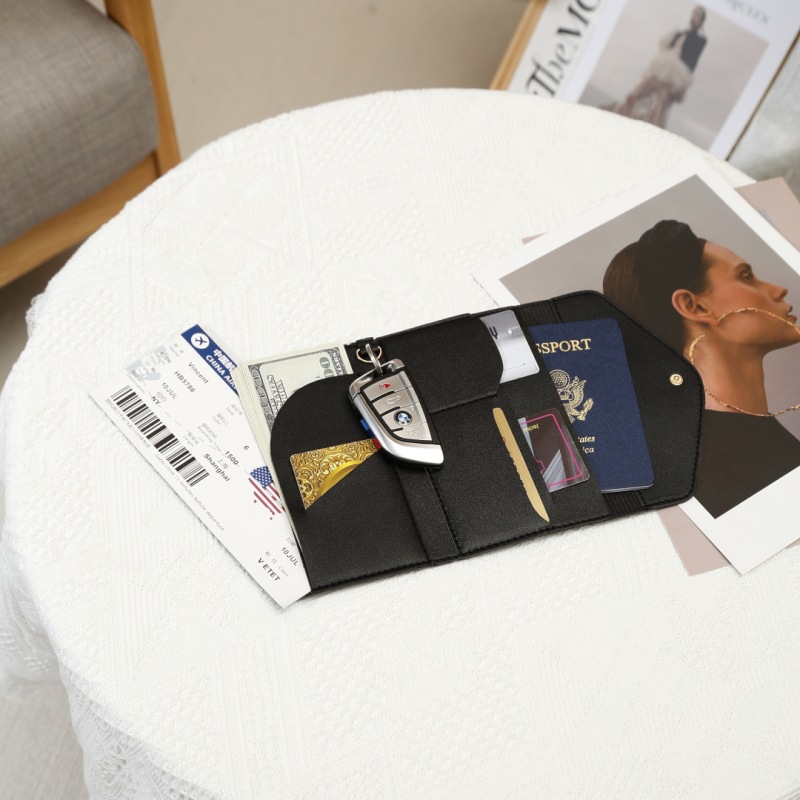 Cross-border passport holder PU leather multi-functional document bag, logo printed passport bag, travel document holder, flight ticket holder