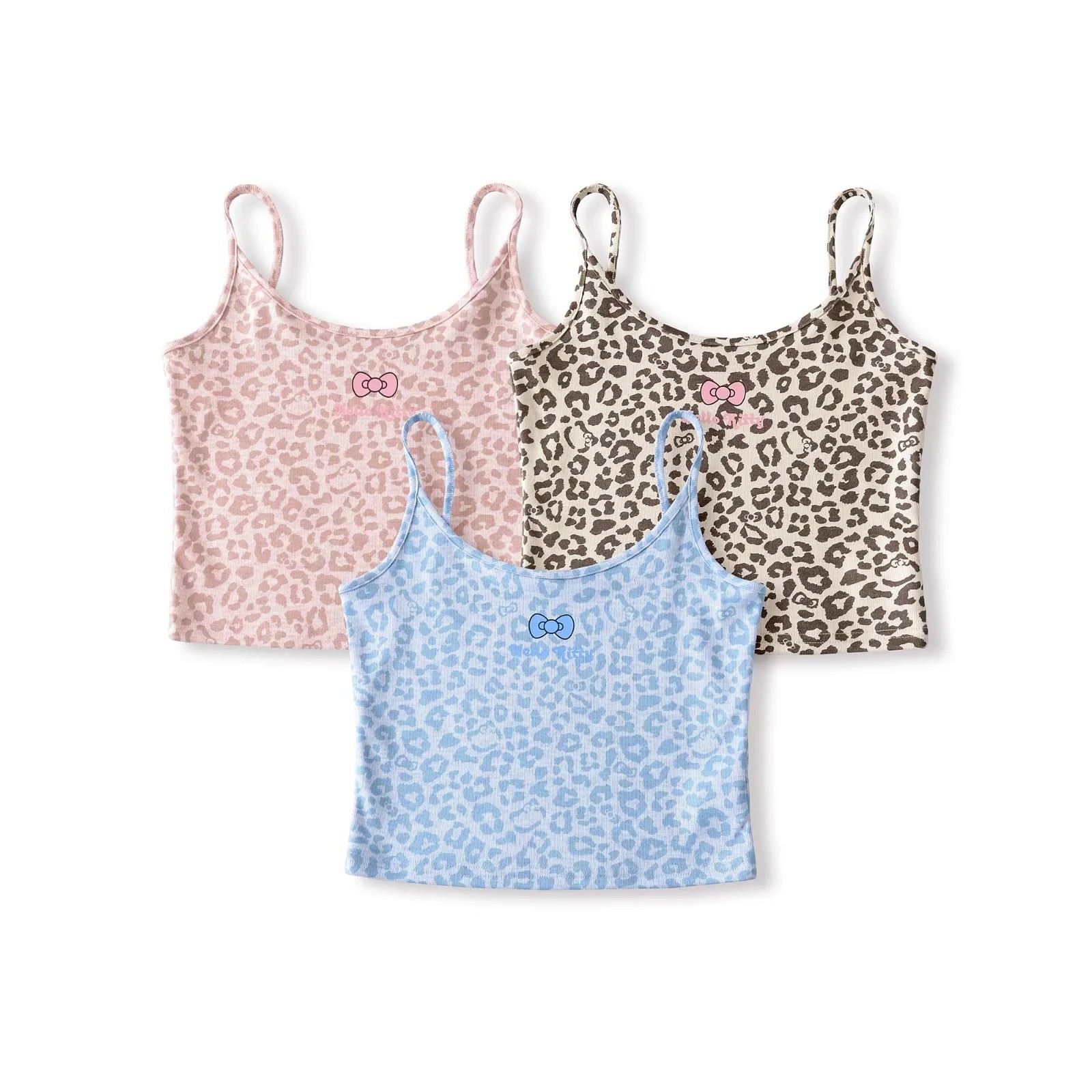 美式辣妹豹纹吊带内搭背心女秋季新款印花打底衫短款美背无袖上衣