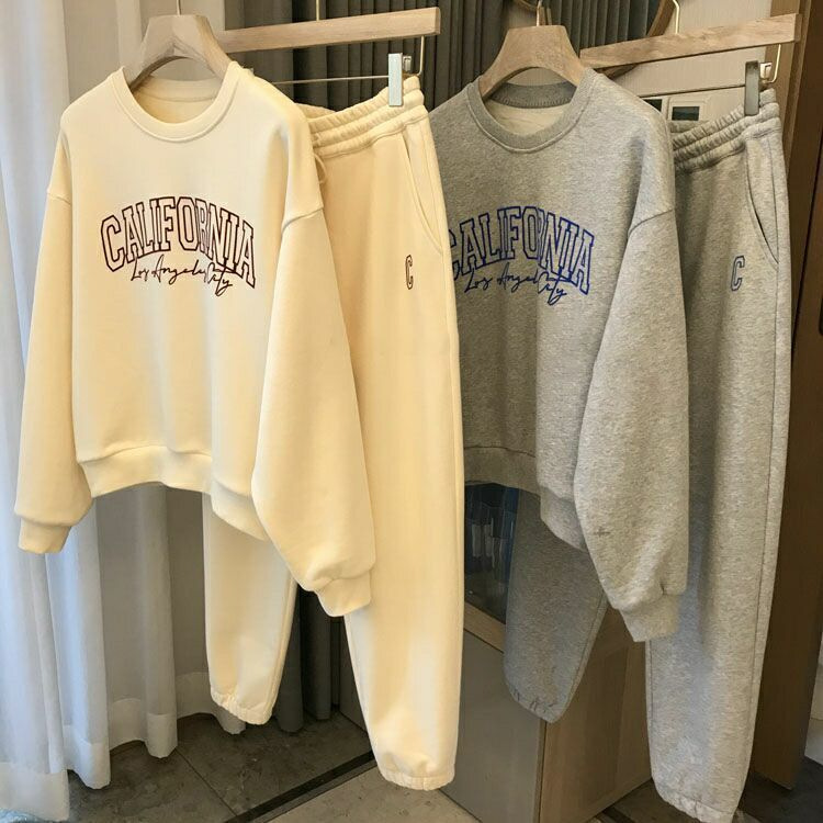 Casual fashion sports suit women's autumn and winter New Korean style loose slimming trousers two-piece suit fashion