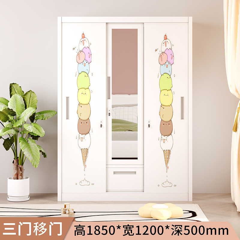 Asia oriental más vendido armario de impresión transfronterizo casillero para el hogar puerta corredera armario de almacenamiento de dormitorio para niños fábrica de comercio exterior image 17