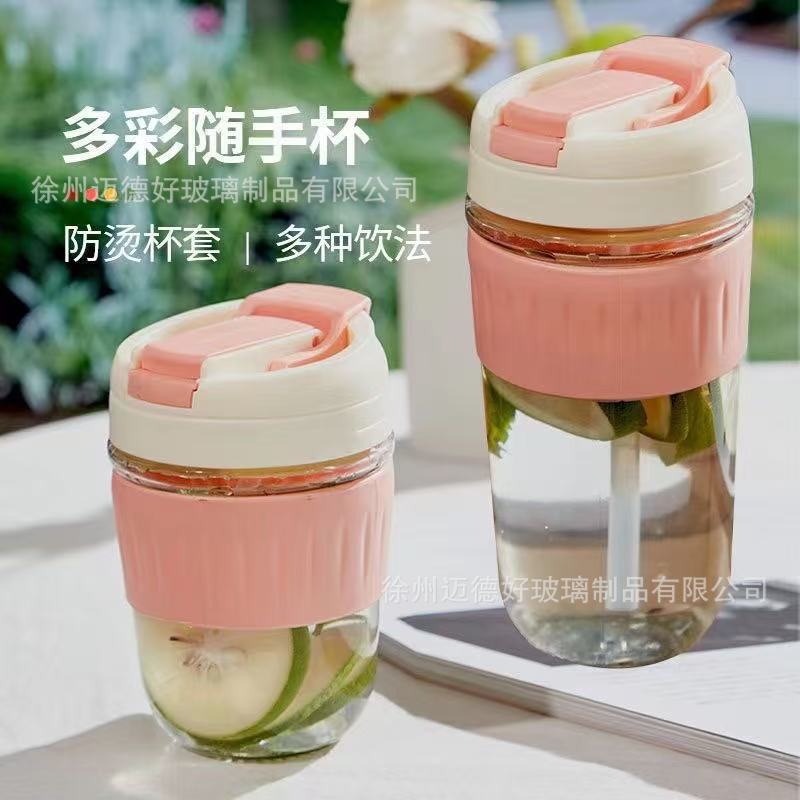 Logotipo imprimible al por mayor 350ml tazas de café de oficina regalos comerciales tazas de vidrio tazas de bebida doble tazas de mano en stock