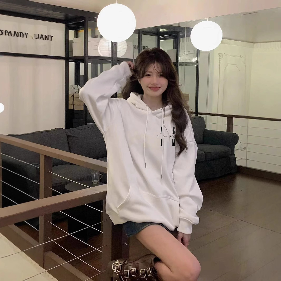 MEDM KASS 패션 브랜드 가을 후드 스웨터 남녀 미국 스트리트 커플의 느슨한 캐주얼 탑