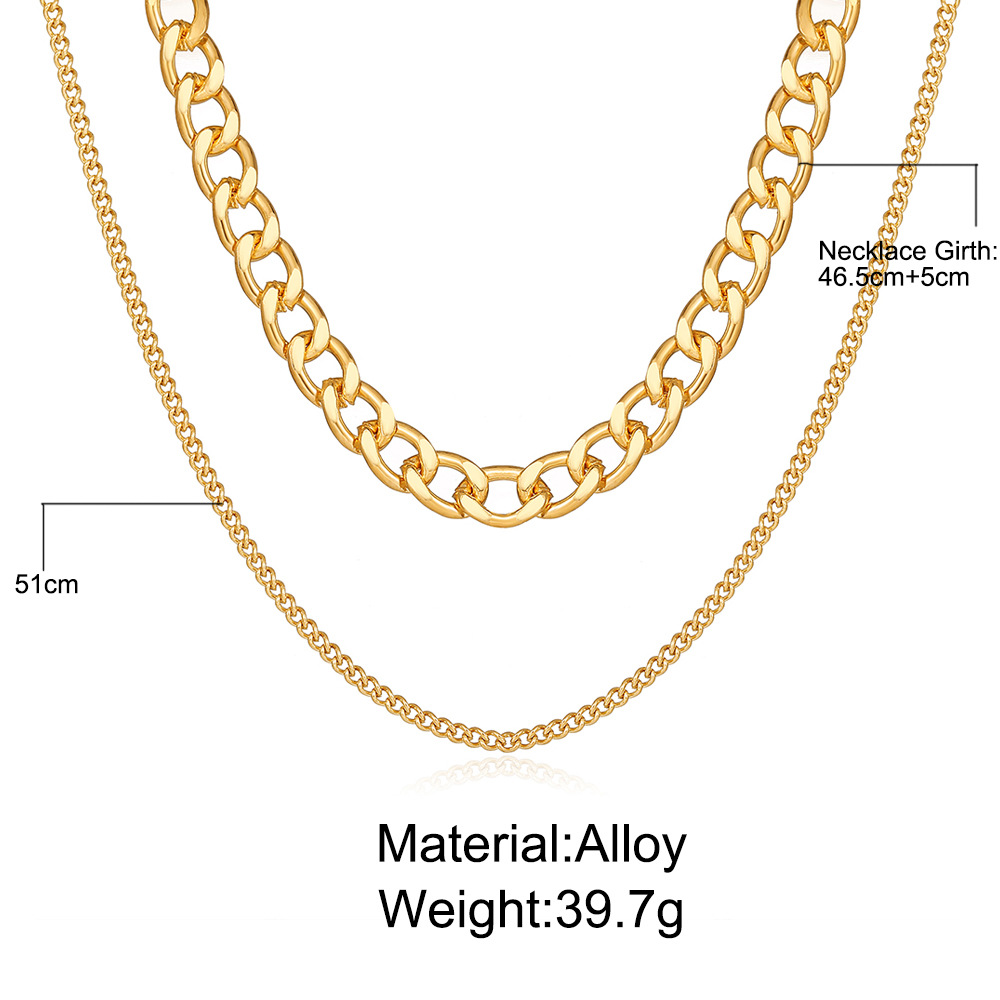 Retro Thick Chain Double-layer Necklace display picture 1