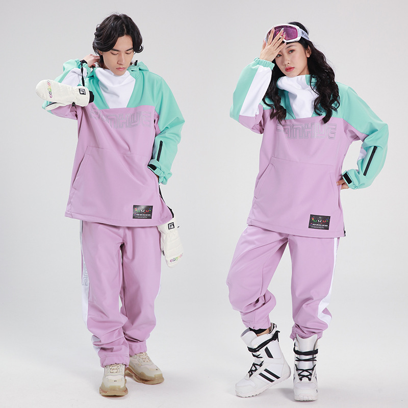 Uusi lumilautapuku miehille ja naisille pariskunnille talvi lumikenttä ulkokäyttöön tuulenpitävä vedenpitävä muoti paksuuntunut lämmin_voghion.com