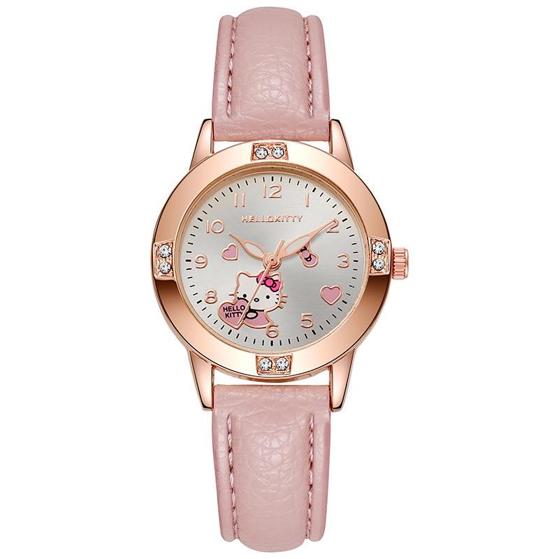 Rose Gold Diamond-Encrusted Leather Strap Watch, Middle School Student Watch, Women's Sanliou Quartz Watch, Cross-Border Watch Supply Wholesale