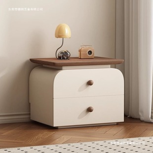 Installation-Free Solid Wood Bedside Table, Medieval Cream Style Italian Minimalist Small Apartment Simple Modern Bedroom Storage Cabinet