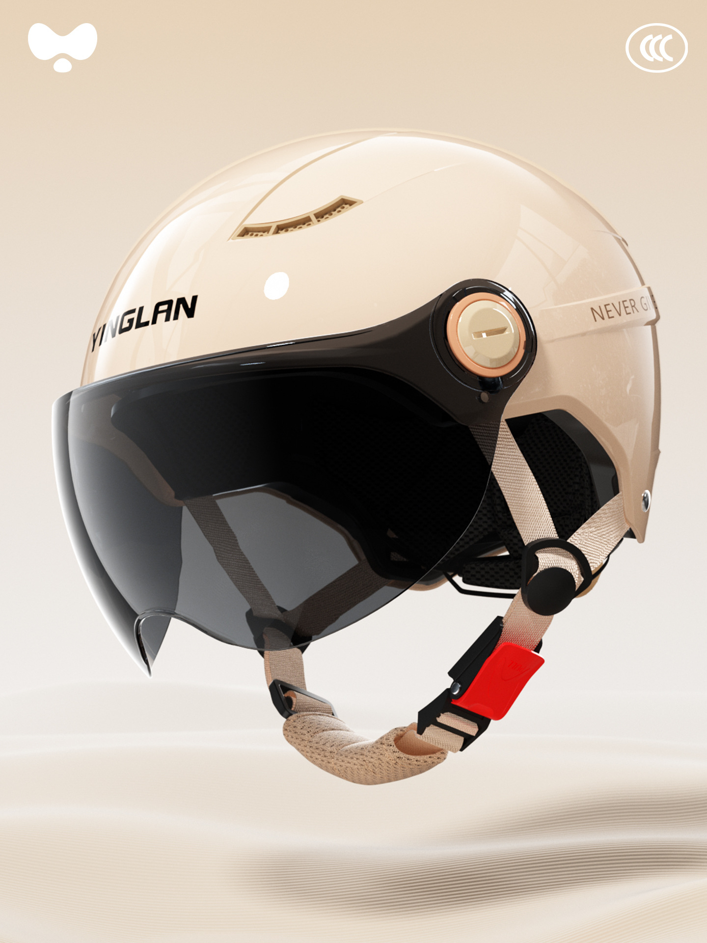 Motosiklet kaskı (dəbilqə) | Universal National Standard 3C - 3c-khaki-sunscreen-short-mirror-new-national-standard-class-a
