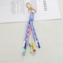 背包挂绳字 母流苏网文涤纶包芯绳包包装饰抽绳手工编织绳钥匙扣