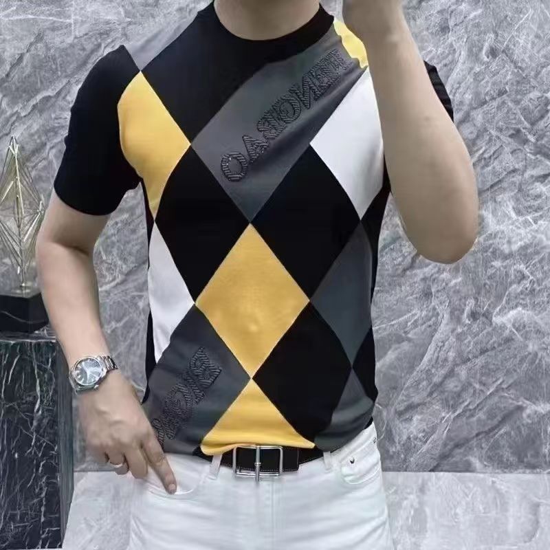 Camiseta de moda de manga corta de color para hombres, ropa de moda, camiseta de letras casuales juveniles coreanas. image 4