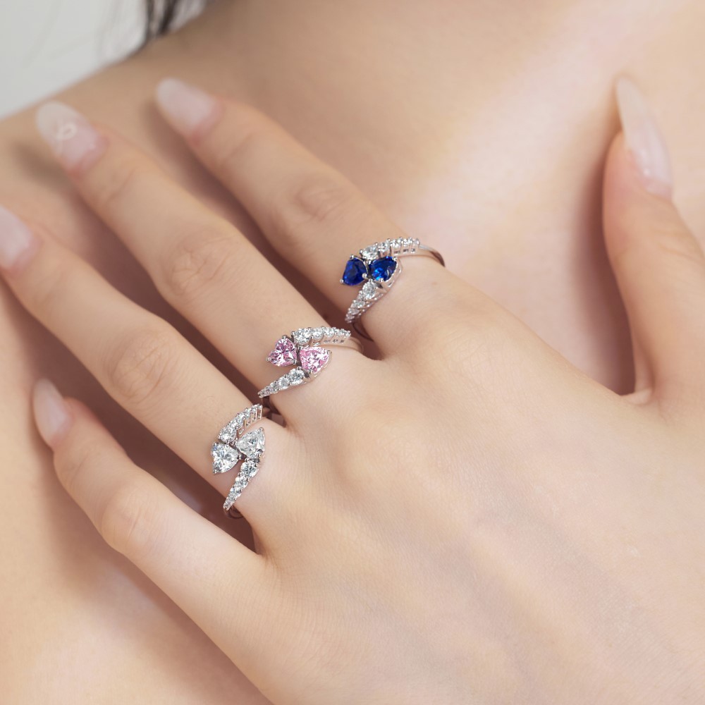 7g Weight 925 Sterling Silver Zircon Heart Shape Rings