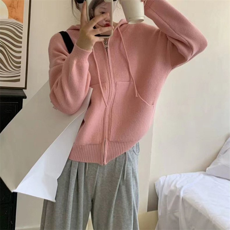 The laid-back style loose, casual and versatile sweater jacket is a new fashion hooded knitted cardigan for women in the autumn and winter of 2022 pic 39