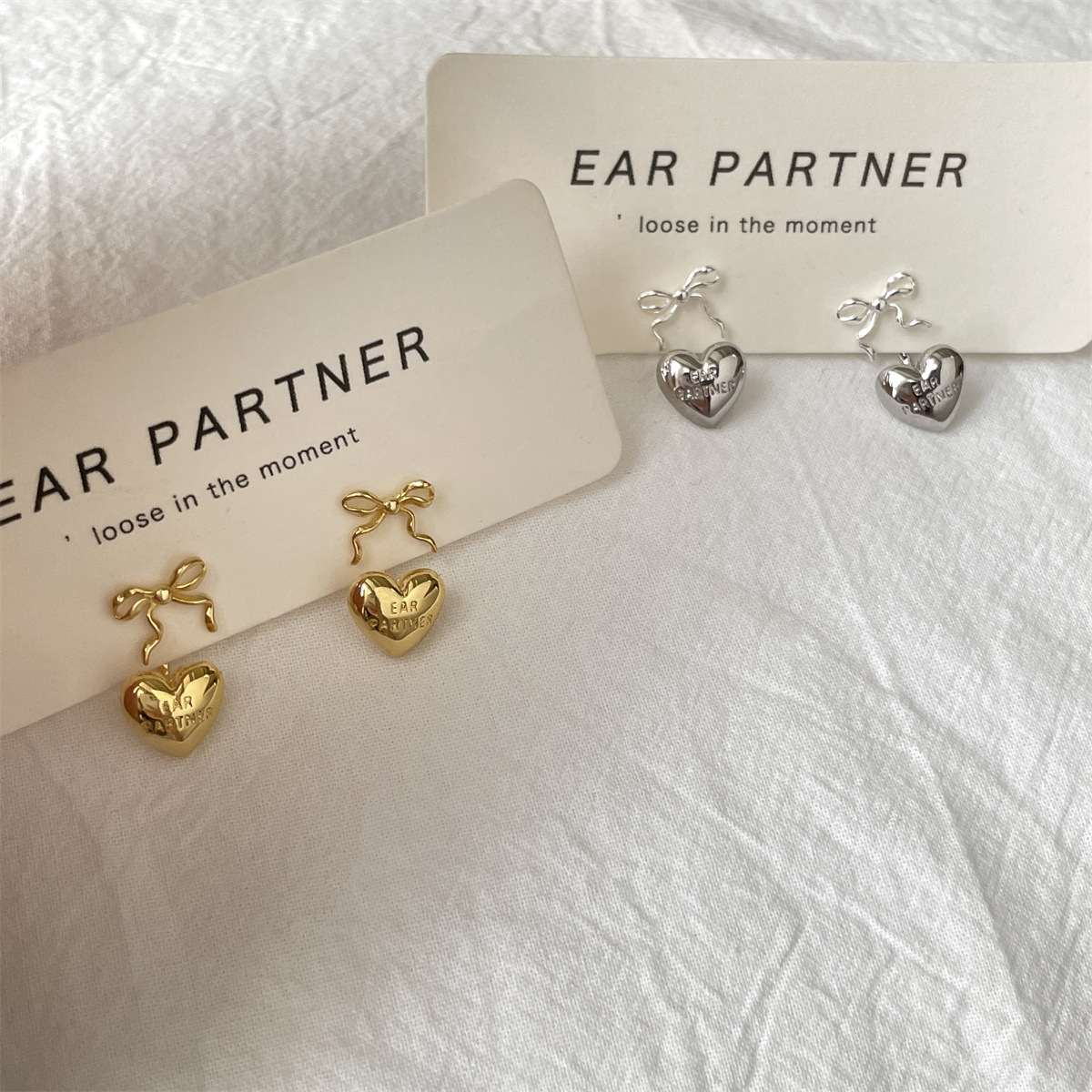 925 Silver Needle Heart Earrings for Women, Unique Design, High-End Sense, Butterfly Knot Earrings, Lightweight Luxury, Simple and Elegant Ear Decorations