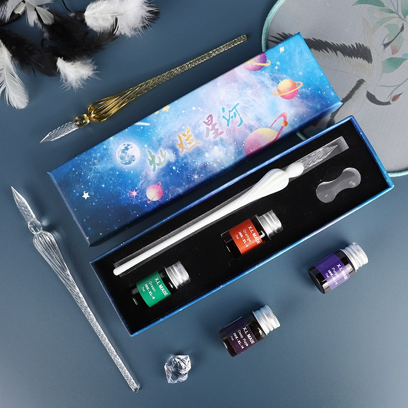 Glass rollerball pen, ink, brush for elementary school students, Birthday gift