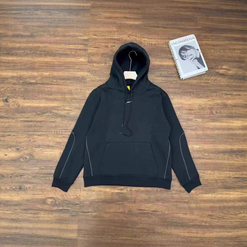 25 Small Hook Casual Sports Hooded Sweatshirt with Silicone Print, Large Body, Dental Floss Reflective Strip Set, Unisex New Style