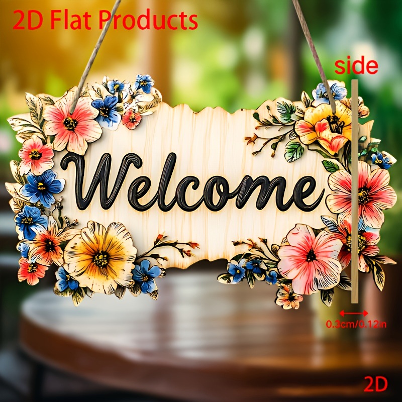 Colgar flores transfronterizas bienvenidas lista de madera jardín de viento pastoral placa decorativa florista de alojamiento simple pared