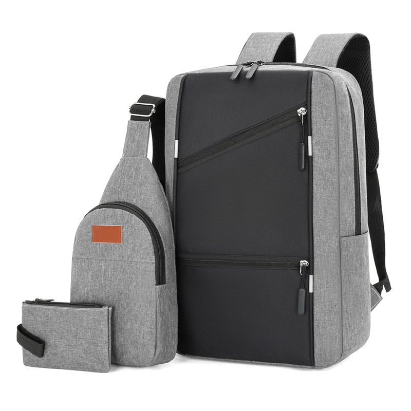 Bolsos de computadora USB transfronterizos tres piezas set mochila de viaje de negocios bolsa de almacenamiento de gran capacidad bolsa multifuncional para estudiantes