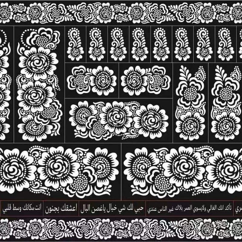 Large cutout arm leg foot tattoo template temporary applique Indian henna