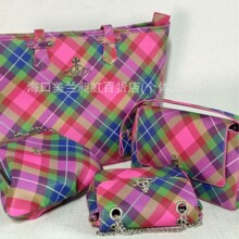 欧美朋克西太后玫红格纹系列简约复古包小众设计托特腋下饺子小方