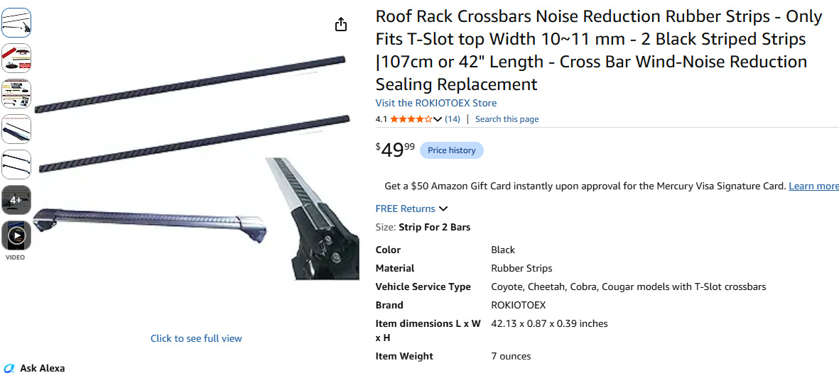 Noise-Reducing Rubber Strips for Roof Crossbars, Compatible with Thule Wingbar/Lion Road Crocodile Shark/Tesla