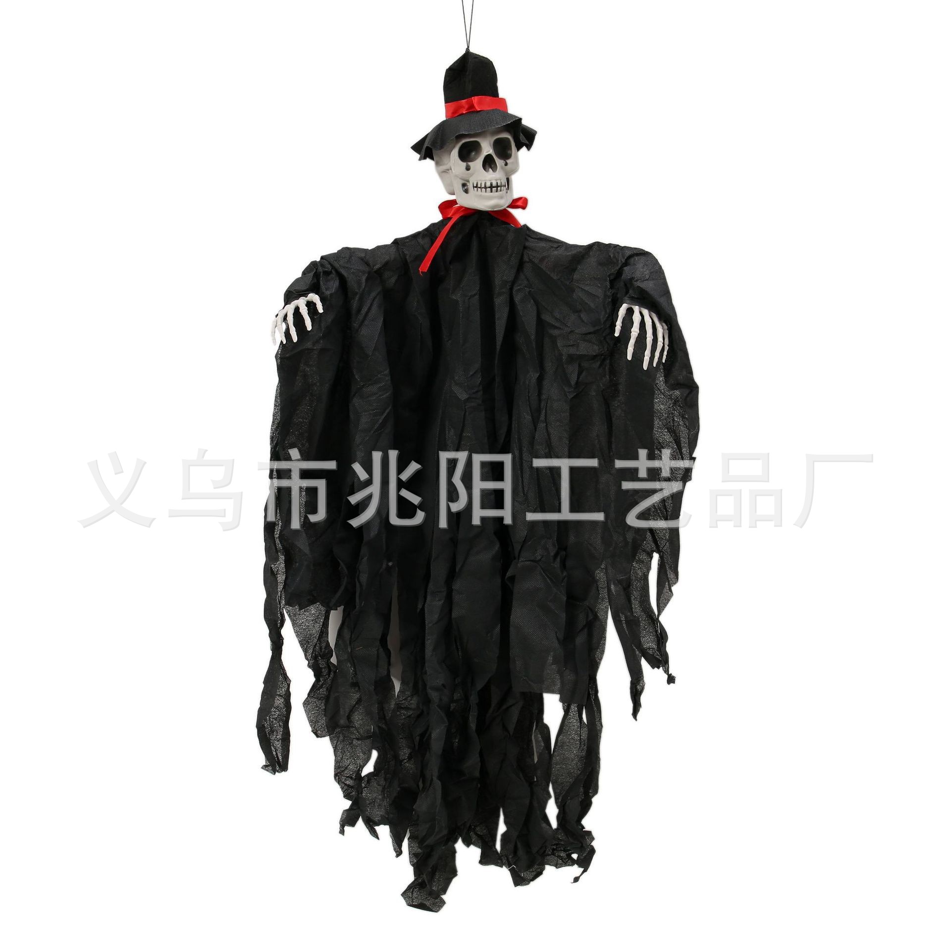 Halloween novia y novio colgando fantasma gaza no tejida sombrero blanco y negro horrendo calavera decoración accesorios fantasma casa embrujada