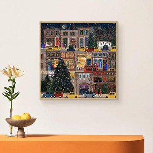 Landscape Diamond Painting 2025 New Christmas Night Scene Handmade 5D Dot Diamond Cross Stitch Living Room Bedroom Restaurant Full of Diamonds
