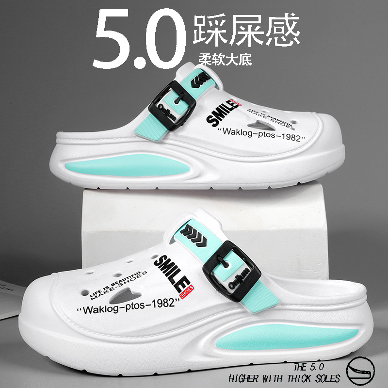 Zapatos con agujeros para hombres nuevo verano al aire libre para llevar sandalias de doble uso de fondo suave EVA Baotou sandalias de playa para hombres