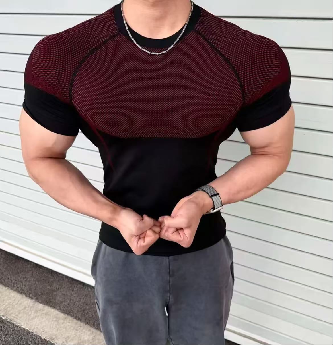 Men's Fitness T-Shirt Spring Summer Seamless Venom Fashion Quick Drying Breathable Oversized Short Sleeve American Style_voghion.com