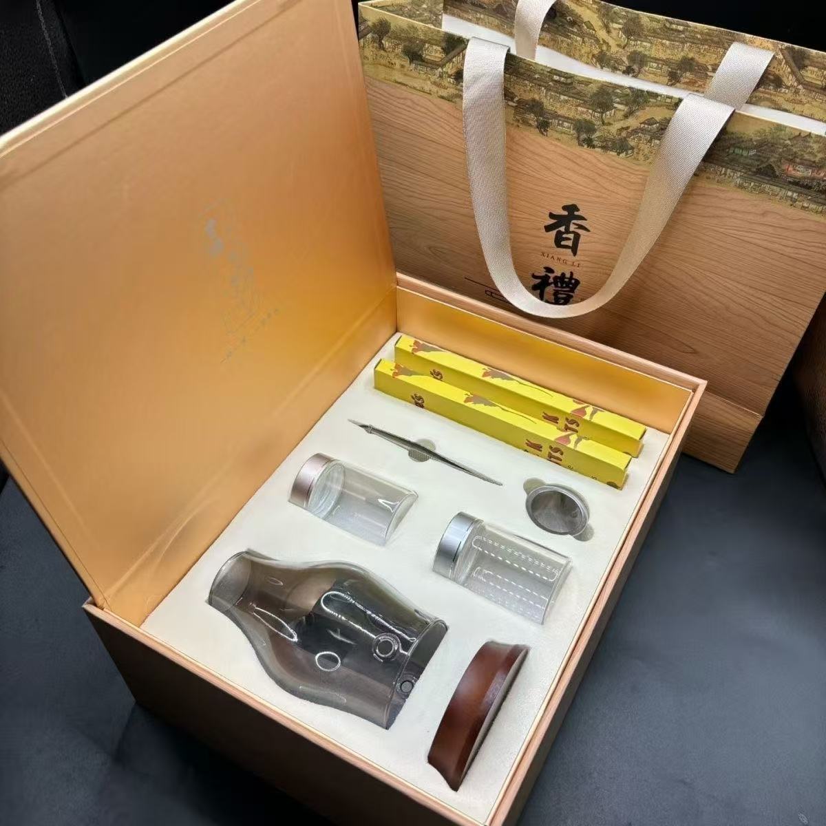 隔火香薰套装奇楠沉香加热老山檀香降真原料熏香炉玻璃灯家用留香
