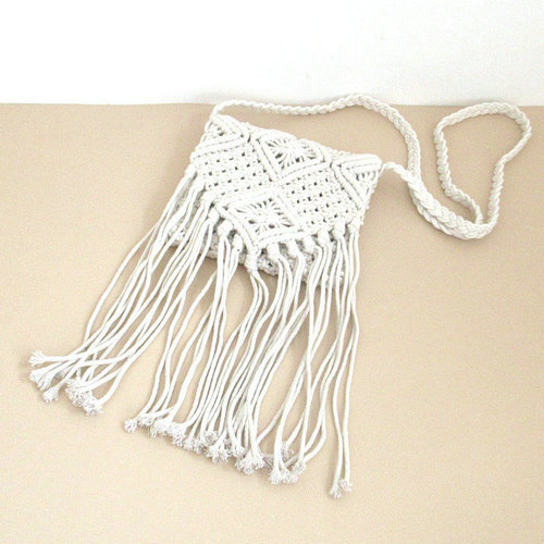 Manufacturer cotton thread small square bag hand-woven bag tassel flip shoulder crossbody bag beach bag summer women's bag
