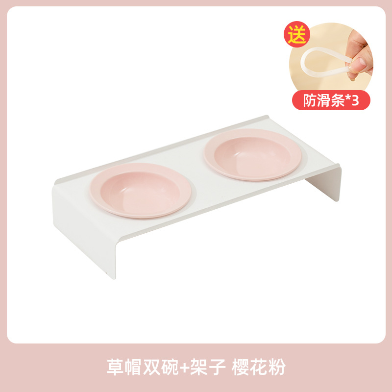 Platillo volante de cerámica sombrero de paja para mascotas tazón de gato y perro cuenco Corea del Sur BD protección cervical antidetonantes bebedero comida doble tazón