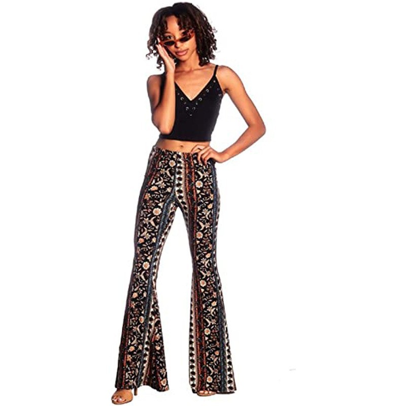 Women's Holiday Party Beach Vintage Style Argyle Elephant Full Length Printing Casual Pants Flared Pants display picture 6