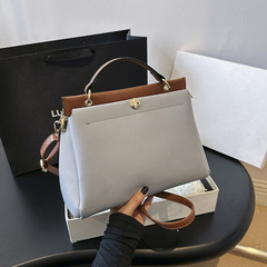 外貿手提包包女2023新款韓版撞色單肩斜挎包百搭休閒大容量女包