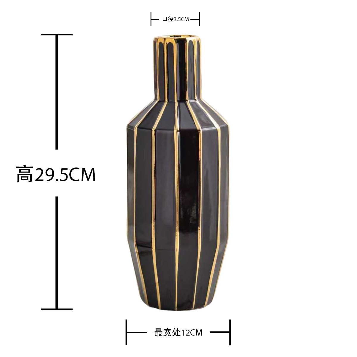 Flor de cerámica moderna sala de estar hotel de alojamiento creativo blanco y negro oro vasijas de flores artesanías decoraciones