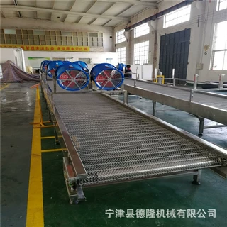 德隆不锈钢链网摊凉流水线风机网带传送带米皮凉皮生产线输送机