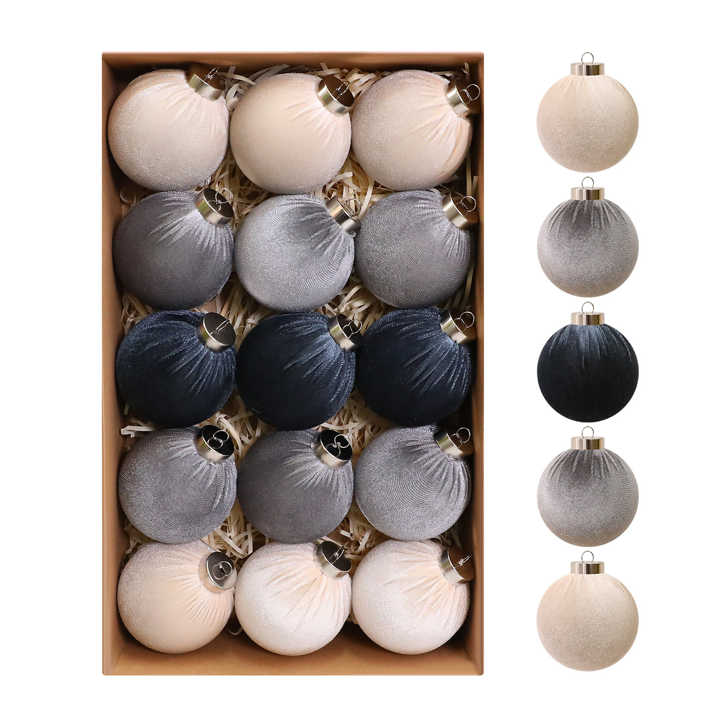 Amazon explosión 8cm / 15PCS bola de tela decoración de Navidad decoración de Navidad colgante al por mayor