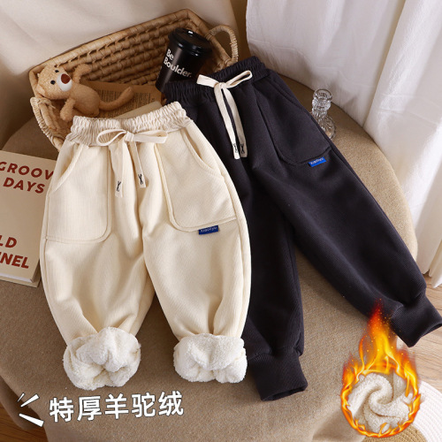 Children's Padded Pants Winter New Thick European Cotton Fleece Medium and Large Unisex Boys and Girls Corduroy Pants Dropshipping One Piece